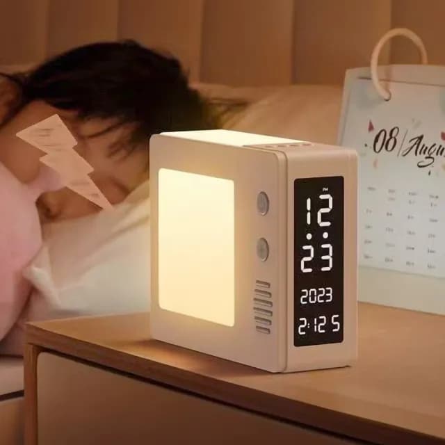 【聰明家居】智能多功能時鐘LED小夜燈(床頭氛圍燈 護眼檯燈 起夜哺乳燈 臥室 生日禮物擺件)