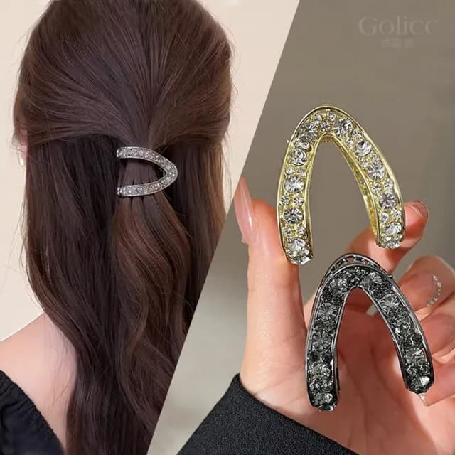 【Golicc】馬尾夾 明星同款 新款精緻鑲鑽(雙11 聖誕節 生日 髮飾 頭飾 鯊魚夾 抓夾 禮物)