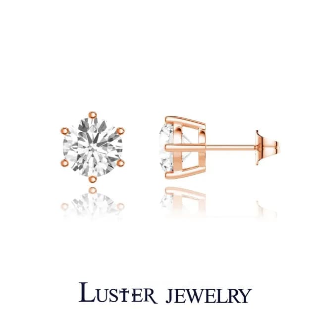 【Luster】情人節禮物!現貨!10分 D/VS 培育鑽 玫瑰金 純銀 鑽石耳環(培育鑽石X2總重0.20ct)