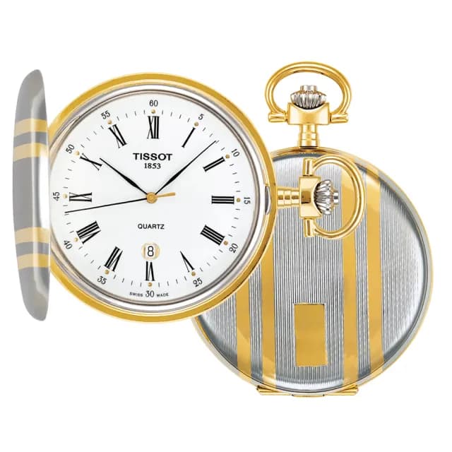 【TISSOT 天梭 官方授權】Savonnette T83.8.553.13 經典羅馬石英懷錶 附鍊-48.5mm 送禮 推薦(T83855313)
