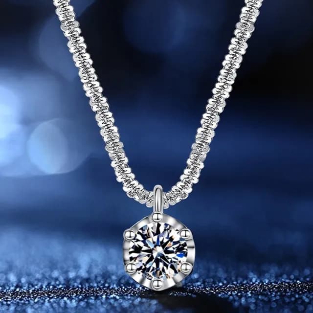 【KT DADA】皇冠項鍊 鋯石項鍊 純銀項鍊 莫桑石 星光鍊 飾品 銀飾 氣質項鍊 百搭項鍊 六爪項鍊