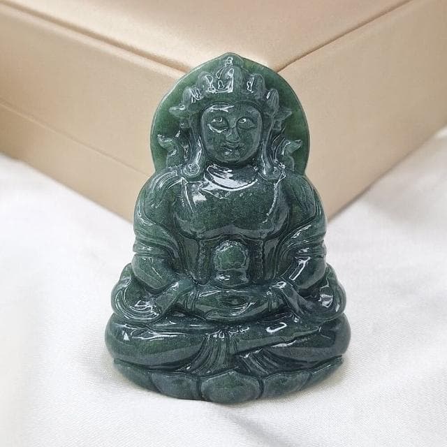 【鵝娘翡翠】天然A貨翡翠 滿濃綠 度母觀音 吊墜牌件(翡翠度母觀音)