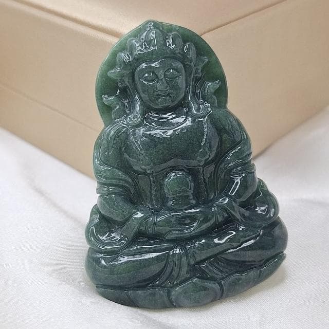 【鵝娘翡翠】天然A貨翡翠 滿濃綠 度母觀音 吊墜牌件(翡翠度母觀音)