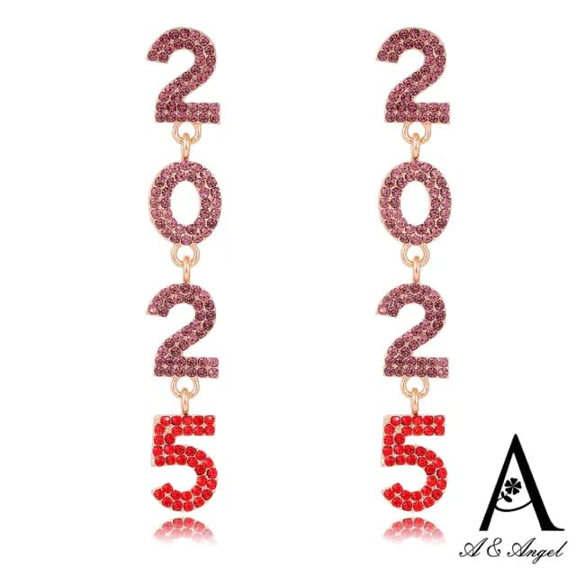 【ANGEL】2025數字滿鑽華麗時尚長垂墜耳環(6色可選)