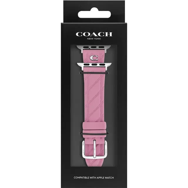 【COACH】Apple Watch 錶帶 38/40/41mm適用 粉紫色菱格紋矽膠錶帶 禮物 送禮(不含手錶)