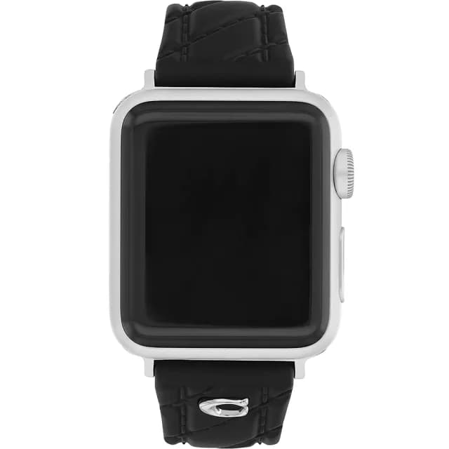 【COACH】Apple Watch 錶帶 38/40/41mm適用 黑色菱格紋矽膠錶帶 禮物 送禮(不含手錶)