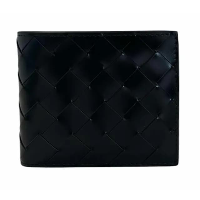 【BOTTEGA VENETA 寶緹嘉】小牛皮八卡對開短夾(黑色)