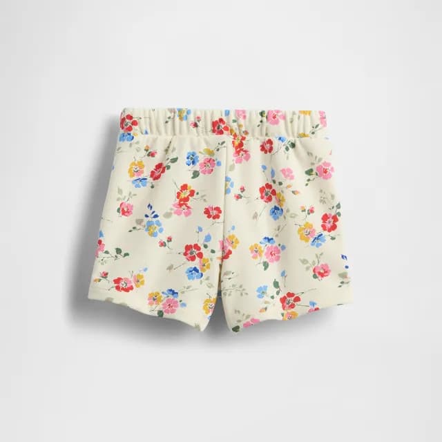【GAP】女幼童裝 Logo印花抽繩鬆緊短褲-米白色(770400)