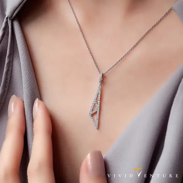 【Vividventure 亞帝芬奇】925純銀 28分 天然鑽石 鑽石 項鍊 愛無涯