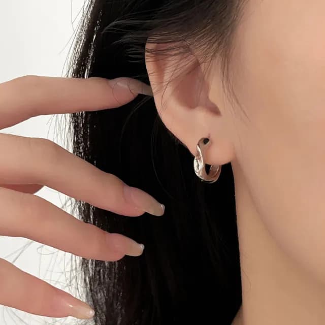 【MoonDy】情人節禮物 耳環 飾品 女生耳環 純銀耳環 S925 不規則耳環 百搭 素面耳環 高級 氣質 百搭 耳扣