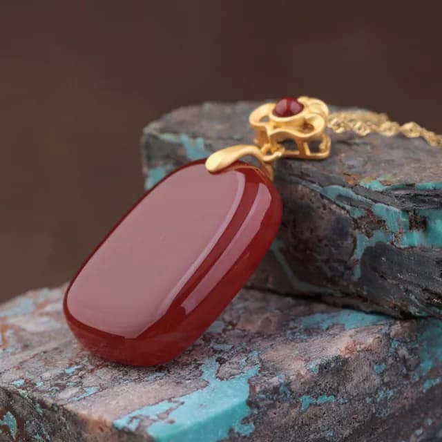 【MoonDy】項鍊 飾品 新中式 本命年 紅瑪瑙項鍊 吊墜 純銀項鍊 玉石 玉珮 開運項鍊 保平安 新中