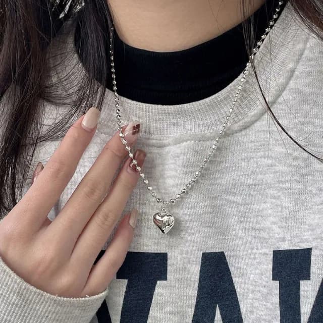 【MoonDy】飾品 項鍊 女生項鍊 愛心項鍊 韓國項鍊 純銀項鍊 S925 韓國東大門 抗敏感 簡約 百搭
