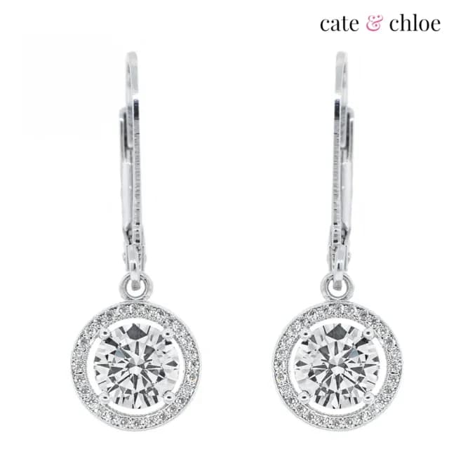 【Cate & Chloe】Juliana 圓J形耳環(3A級蘇聯鑽)