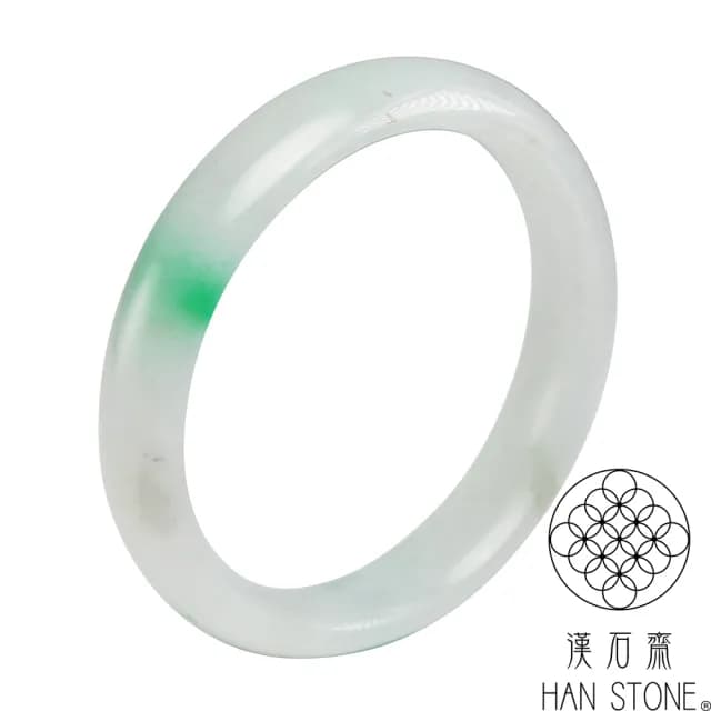 【漢石齋】情人節禮物 天然翡翠A貨 手鐲玉鐲 冰糯種飄花帶辣綠(手圍17.5/版寬12.5mm)