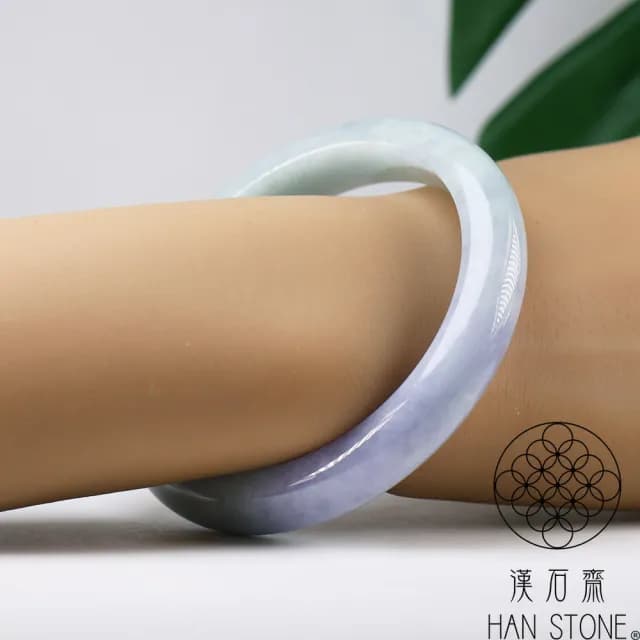 【漢石齋】情人節禮物 天然翡翠A貨 手鐲玉鐲 濃紫春帶彩種(手圍19/版寬11.8mm)