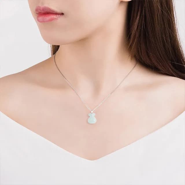 【LEESA】父親節禮物 翡翠項鍊\緬甸玉\招財\貴人\小福袋\玉石項鍊\吊墜\玉墜\925純銀\冰種玉\掛件\玉石掛件