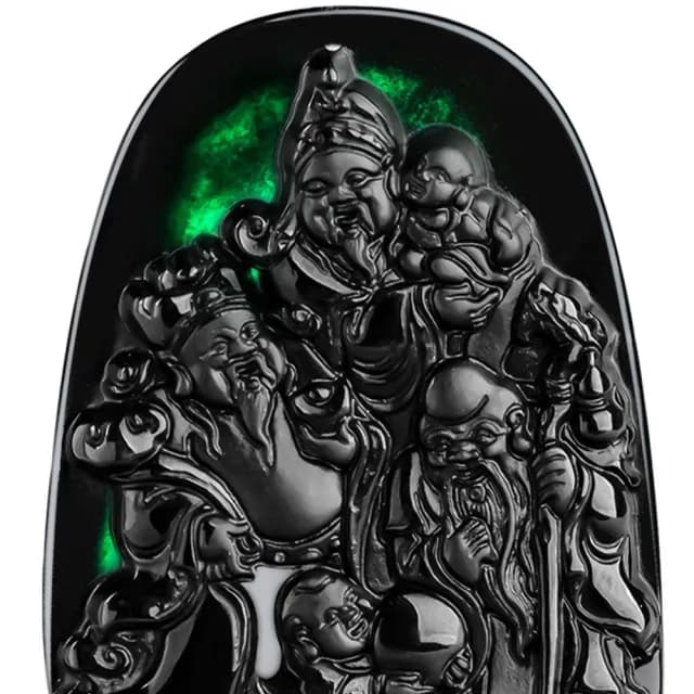 【KT DADA】吊墜 冰種 玉石 掛件 玉佩 項鍊 飾品 翡翠項鍊 墨玉 福祿壽 財富 長壽 護身符 玉墜
