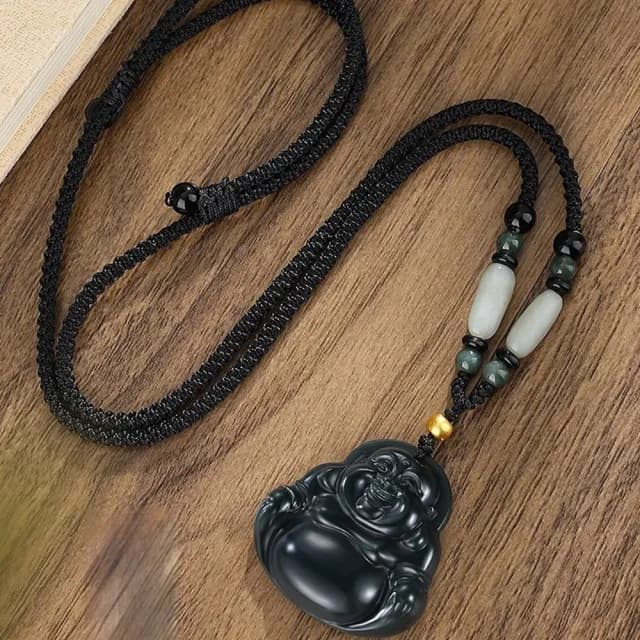 【KT DADA】佛像 佛牌項鍊 吊飾 吊墜 足金999 飾品 項鍊 項鍊男 和田玉 彌勒佛 編繩項鍊 首飾