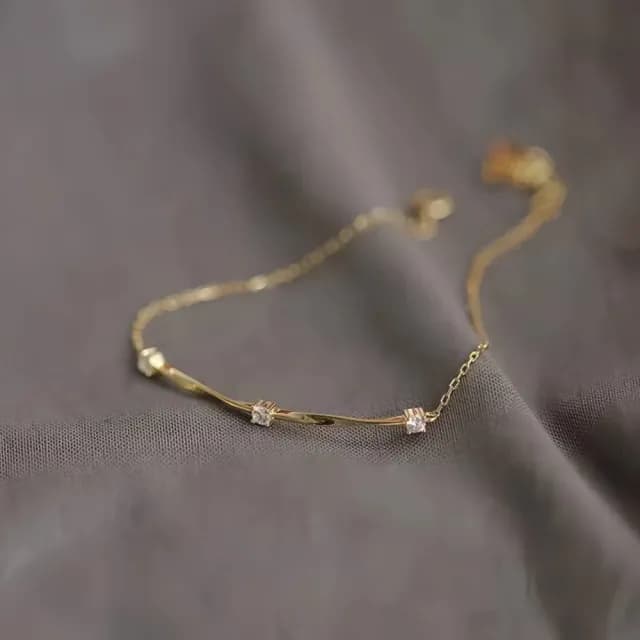 【閃鑽低調】S925純銀鍍14K金莫比烏斯手鍊(生日禮物 純銀手鍊 手串 手鐲  情人節禮物 飾品 首飾)