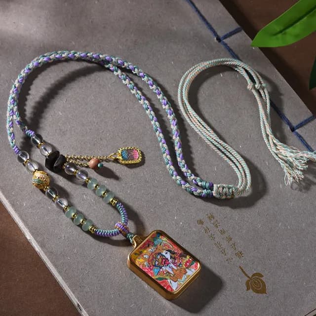 【LEESA】編織項鍊\掛脖飾品\唐卡掛飾\男女通用\新中式\民族風飾品\項鍊\札基拉姆\藏式項鍊\女