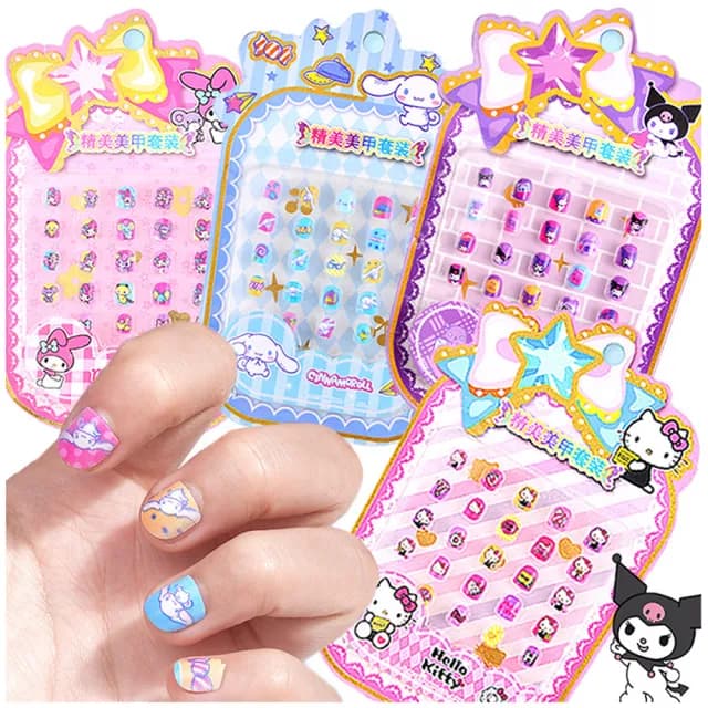 【TDL】三麗鷗HELLO KITTY美樂蒂酷洛米大耳狗兒童指甲貼片美甲貼片玩具組 89145(生日禮物 聖誕節 平輸品)