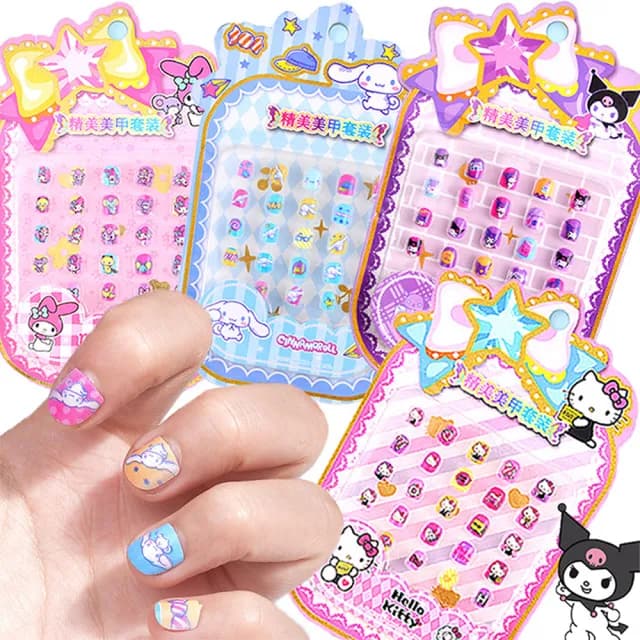 【TDL】三麗鷗HELLO KITTY美樂蒂酷洛米大耳狗兒童指甲貼片美甲貼片玩具組 89145(生日禮物 聖誕節 平輸品)