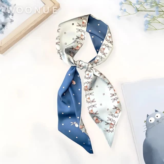 【WOONUE】春夏氣質絲綢質感長絲巾領巾圍巾飄帶綁巾髮帶(送禮母親節老婆媽媽女友閨蜜朋友姐妹禮物)
