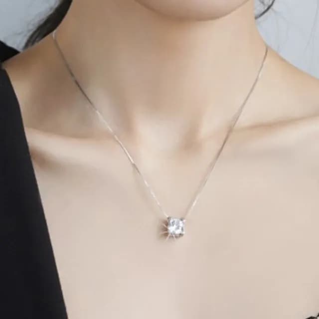 【LEESA】純銀項鍊\飾品\s925銀\一克拉\吊墜\女生項鍊\項鍊女\生日禮物\高級感\項鍊\鋯石項鍊\