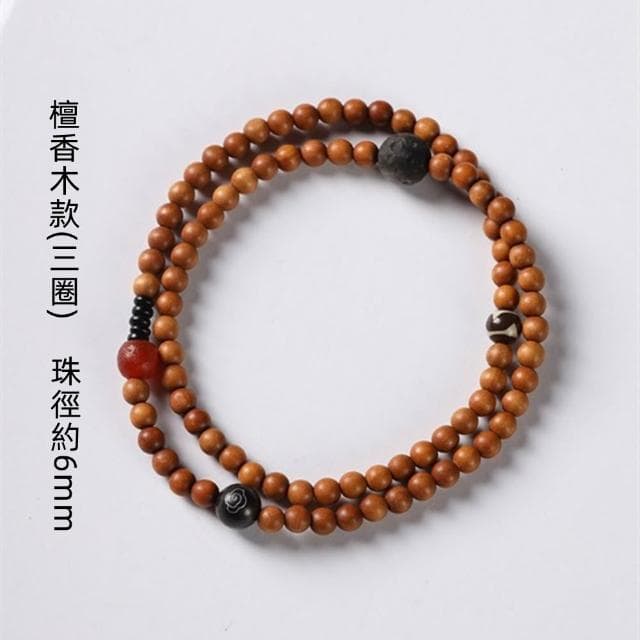 【Penny珮妮】復古檀香木隕石星球多圈手鍊項鍊6mm(母親節 送男友 生日禮 交換禮物 送女友 尾牙 新年 結婚)