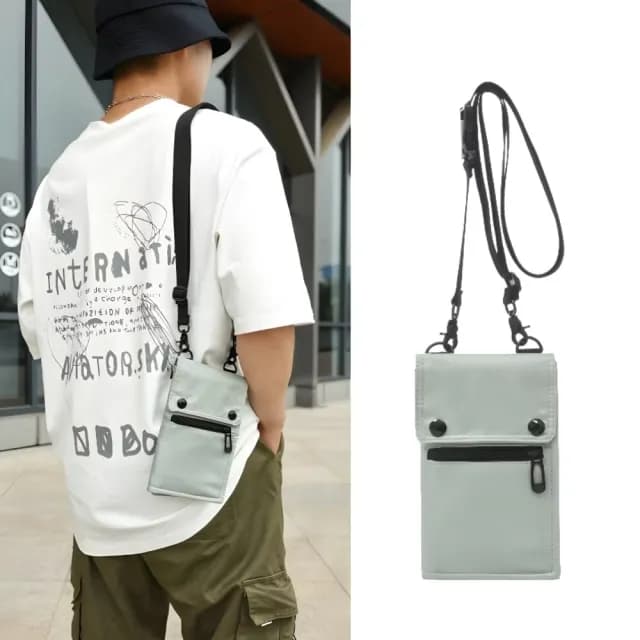 【日系潮】雙11 日式萬能分層摺疊掛脖手機包(大容量 多格收納 側肩包 斜跨包 零錢包 證件 腰包)