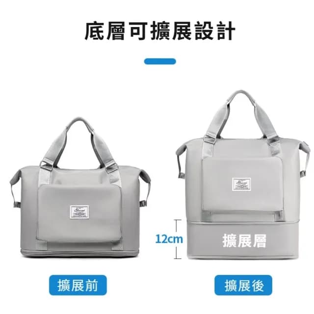 【人體工學】情人節禮物 質感冰島灰折疊旅行收納包(減壓加寬背帶 可後背可手提 大容量 行李袋 防水 登機箱