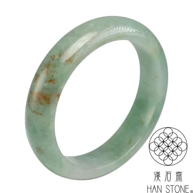 【漢石齋】情人節禮物 天然翡翠A貨 手鐲玉鐲 飄花種灑金(手圍18.1/版寬15.3mm)