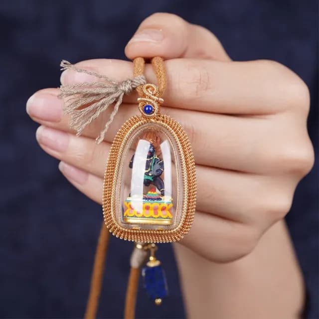 【KT DADA】情人節禮物 唐卡飾品 青金石 手繪吊墜 復古項鍊 女生項鍊 新中式飾品 項鍊女 納福項鍊 項鍊 藏