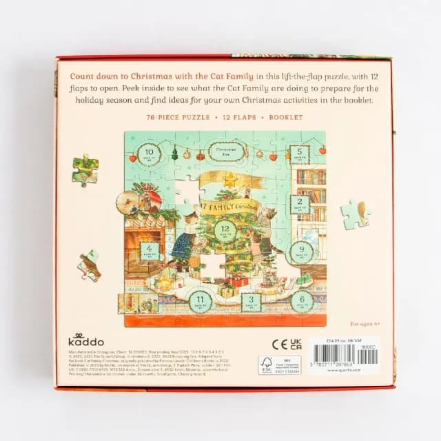 【英國Kaddo】英國Kaddo翻翻拼圖―貓咪家庭聖誕節(美學拼圖/童話故事/交換禮物)