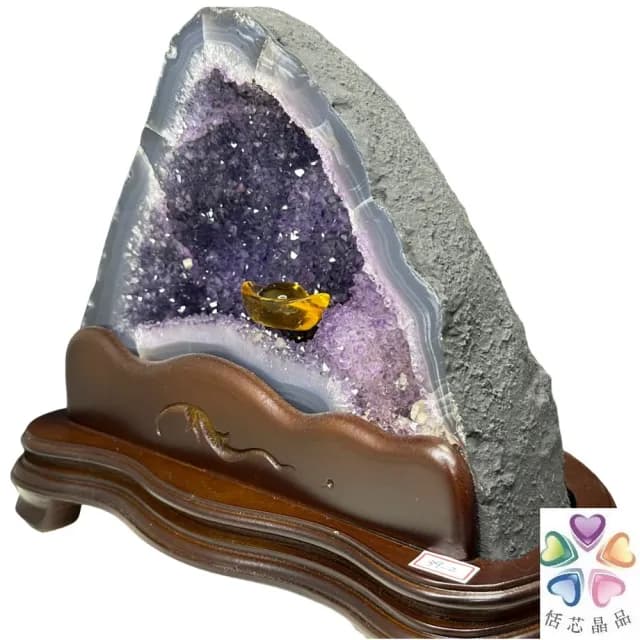 【恬芯晶品】7.95kg精選巴西金型紫水晶洞新居財位擺設OK25(紫鈦晶晶洞開運招財招貴人開業財位新春禮物)