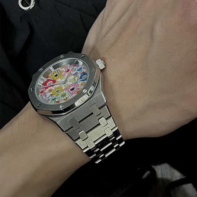 【MoonDy】手錶 腕錶 夜光錶 向日葵 太陽花 金屬手錶 圓形表面 防水手錶 運動手錶 搭配好