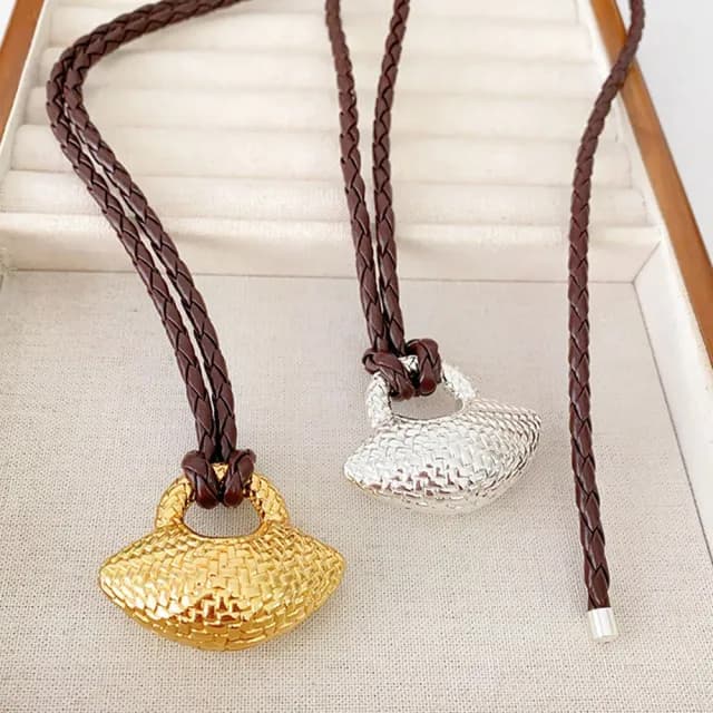 【LEEHER】項鏈/女生項鍊/穿搭配件/織繩/吊墜/長項鍊/復古項鍊/毛衣鏈/長鍊/百搭/歐美風/