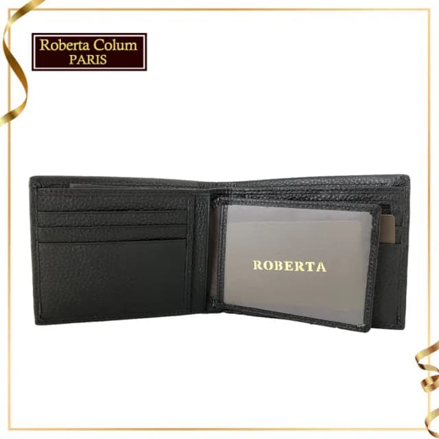 【Roberta Colum】真皮包包  諾貝達 男用皮夾 短夾 專櫃皮夾 進口軟牛皮短夾(24005-2咖啡)