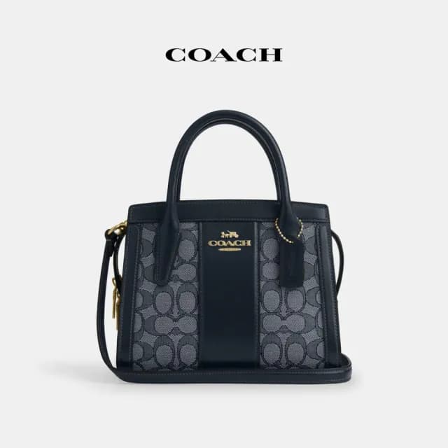 【COACH】蔻馳官方直營 ANDREA CARRYALL經典Logo手袋-IM/海軍藍色/午夜海軍藍色(CT766)