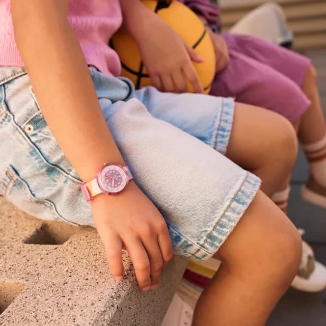 【Flik Flak】兒童錶 PASTEL PARADISE 兒童手錶 兒童禮物 瑞士錶 編織錶帶(31.85mm)