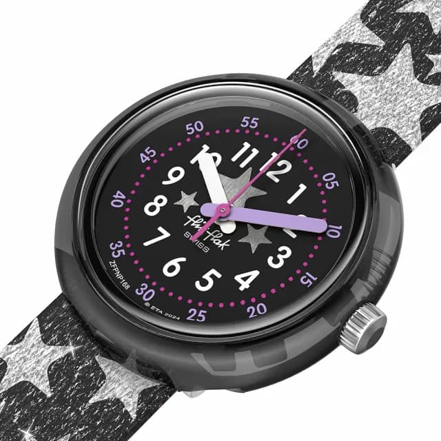 【Flik Flak】兒童手錶 STARRY NIGHT / TEXTILE STRAP /兒童禮物/安全防水/瑞士製造 FPNP168(31.85mm)