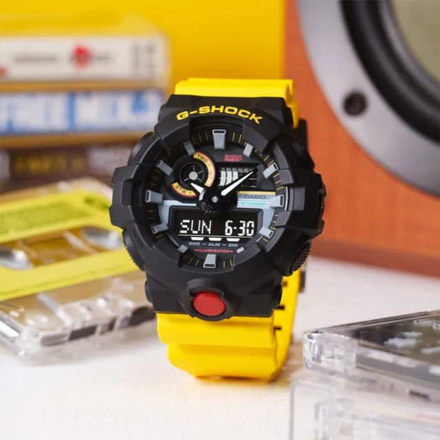 【CASIO 卡西歐】G-SHOCK 復古雙顯腕錶 七夕 情人節 禮物 送禮 推薦(GA-700MT-1A9)