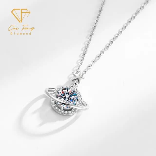 【CF鑽飾】莫桑鑽《星光》(1克拉 雙11限定 情人節鑽石 項鍊 禮物 生日)