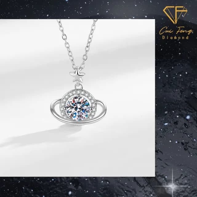 【CF鑽飾】莫桑鑽《星光》(1克拉 雙11限定 情人節鑽石 項鍊 禮物 生日)