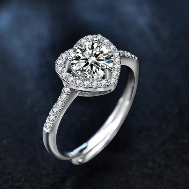 【KT DADA】鋯石戒指 純銀戒指 ins風 氣質戒指 戒指 婚戒 禮物 高級感 愛心戒指 小眾設計 開口可調節