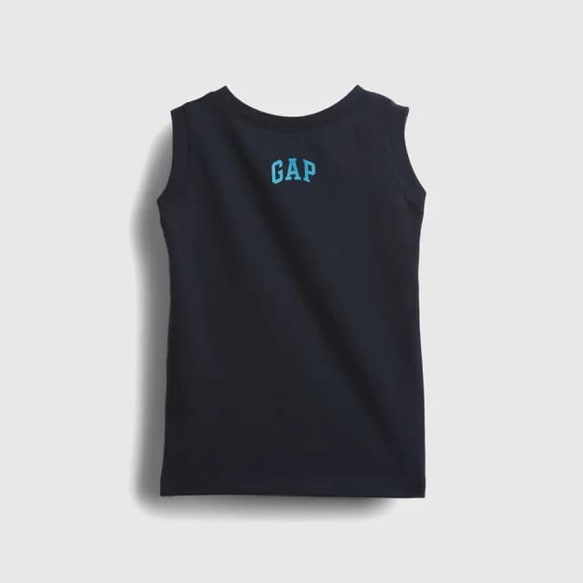 【GAP】男幼童裝 Gap x Disney迪士尼聯名 Logo純棉印花圓領背心-海軍藍(779233)