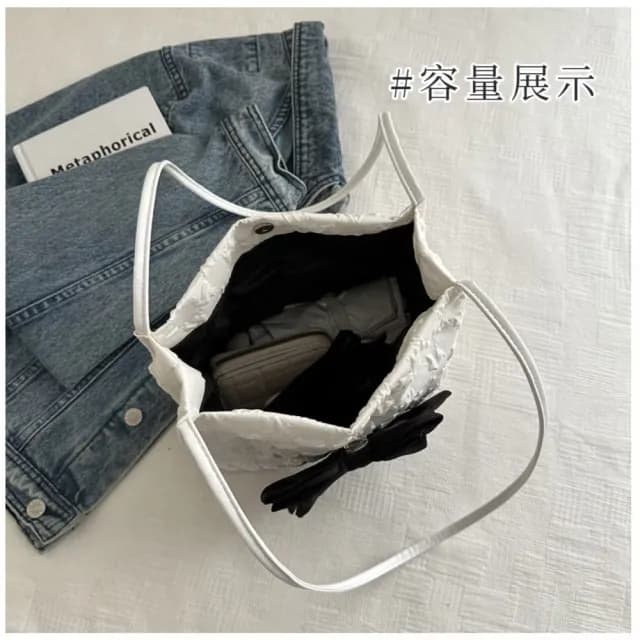 【韓系流派】父親節禮物 時尚大蝴蝶結單肩托特包(大容量 腋下包 通勤 肩背 側背 斜跨包 隨身包 女包 生日禮