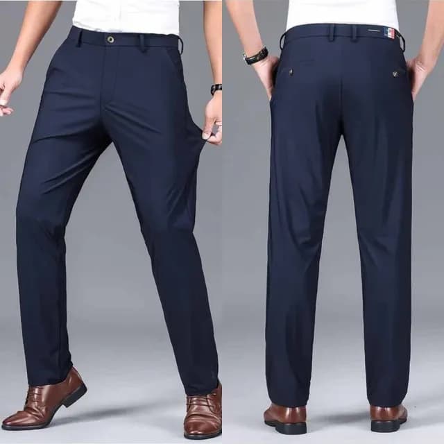 【米蘭精品】現貨+預購 男商務西裝褲修身西裝褲直筒褲機能免燙(男長褲休閒彈力薄款父親節禮物3色74er1)