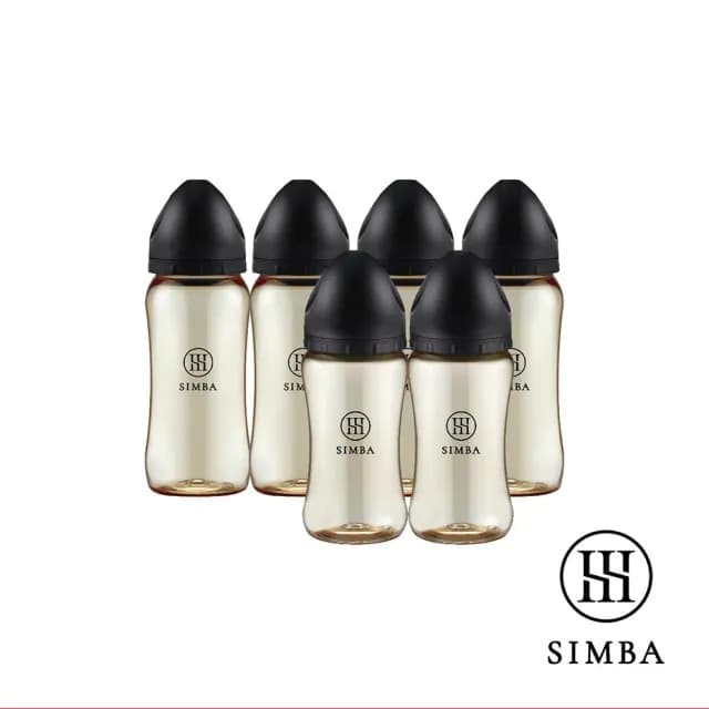 【Simba 小獅王辛巴官方直營】全齡適用-蘊蜜鉑金PPSU寬口防脹氣奶瓶(4大2中/蒔黑)