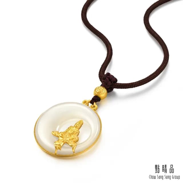 【點睛品】水月觀音 和田玉黃金項鍊